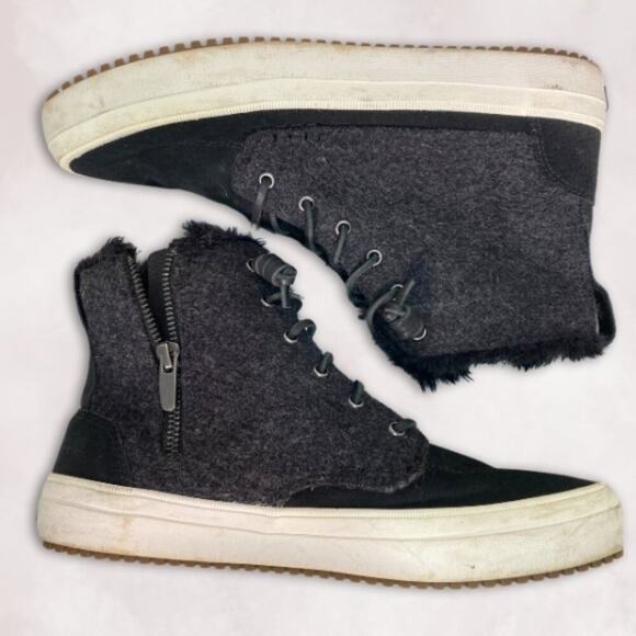 Sperry Crest Lug High-Top Sneakers Shoes Suede Wool Lace Up Closure Black W 9.5M - Picture 2 of 7